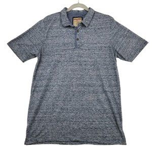 Hudson & Barrow NYC Shirt Mens Large Blue Gray Marled Polo 3-Button Collar Knit